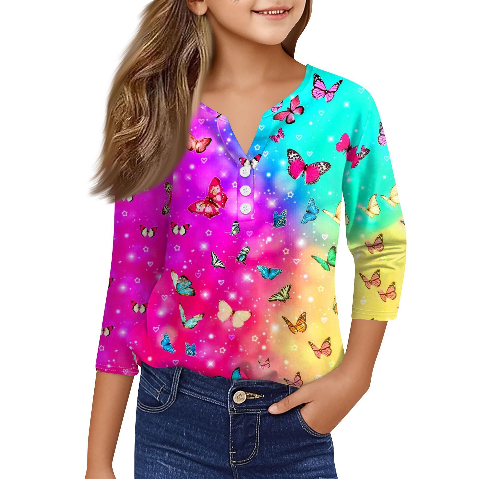 

Повседневные модные топы для девочек с принтом, футболка с семью рукавами и пуговицами 160 жёлтый