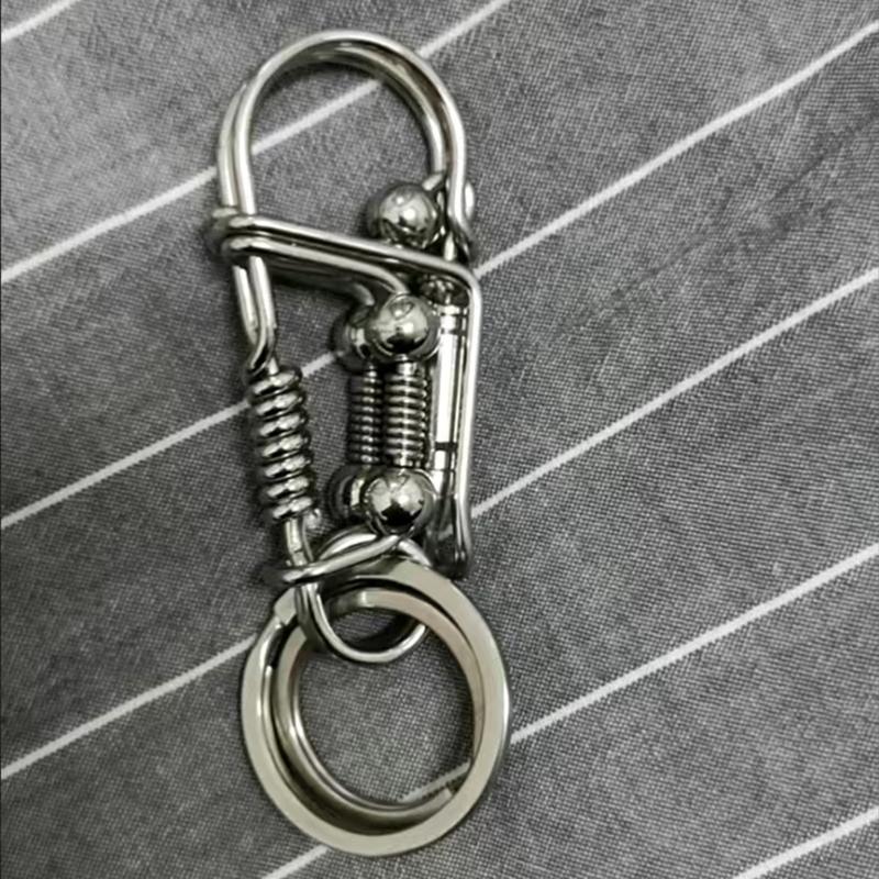 Stainless Steel Handicraft Key Ring Hanging Keychain Waist Buckle Matte Matte Bead Trinket Car Keyring Men Small Gift Decoration