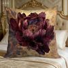 Luxury Burgundy Peony Pillow Cover Gold Foil Floral Print Cushion Case Baroque Victorian Home Decor Gift