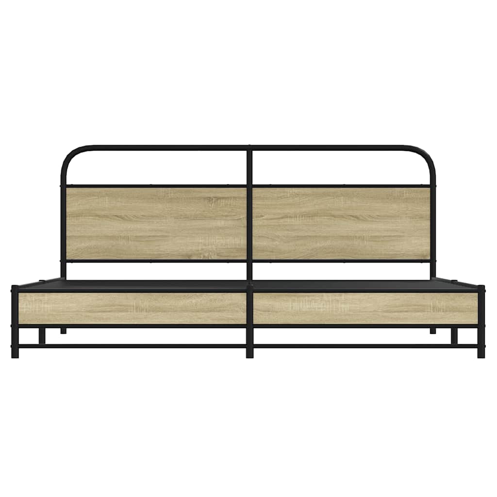 Metal Bed Frame without Mattress Sonoma Oak Finish 180 x 200 cm