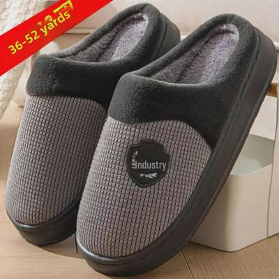 2024 Cotton Velvet Slippers for Men & Women - Winter Non-Slip, Thick-Soled, Indoor/Outdoor