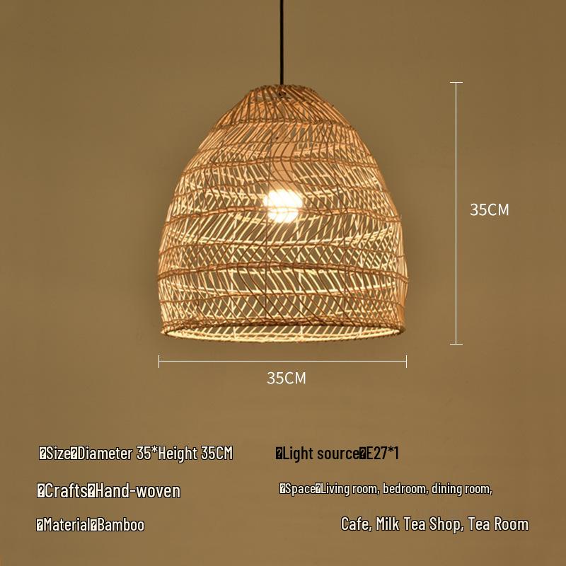 Zen Bamboo Pendant Lamp: Rattan Woven Japanese Tea Room Light