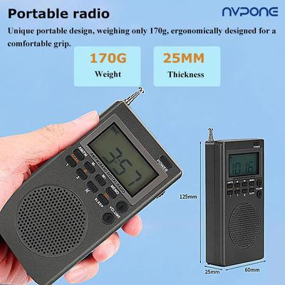 Mini Taschen-FM-AM-Radio Tragbarer 9K/10K-Radioempfänger Eingebauter Lautsprecher Hintergrundbeleuchtung HD-Anzeigebildschirm Wecker Sleep-Timer