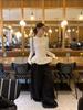 Women's Slim Fit White Polka Dot Lace Thermal Long-Sleeve Top