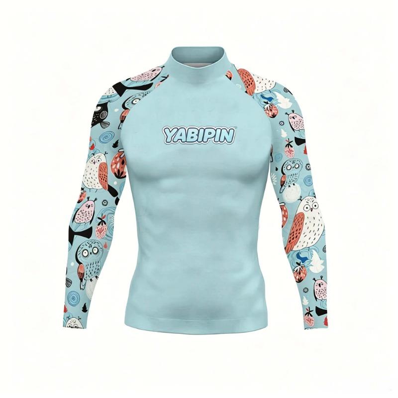Αντηλιακό Μακρυμάνικο Rash Guard για Άνδρες με Ψηλό Λαιμό – Αντηλιακό Παραλίας Μαγιό