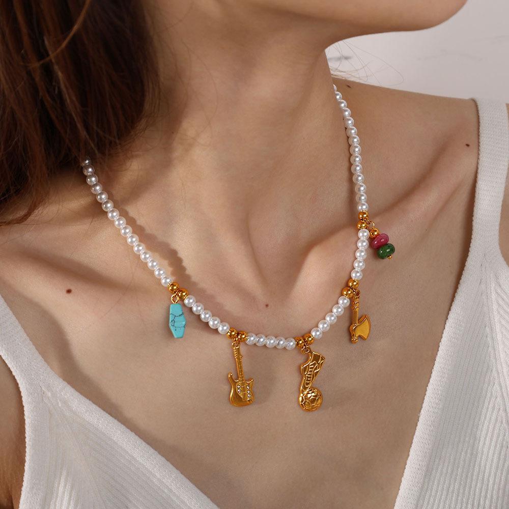 Luxo Leve Vitalidade Diversos Pingentes DIY Pulseira de Contas Brancas Colar Aço Inoxidável Redutor de Idade Doce Estilo Menina Conjunto