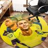 Riyadh Soccer Star Collage Portrait Print Round Area Rug Non‑Slip Circular Floor Mat Sport Fan Home Decor for Living Bedroom Gaming Room