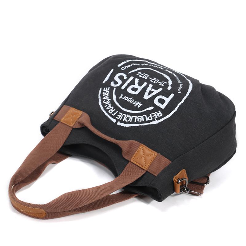 Women's Vintage Minimalist Paris Letter Print Commuter School Travel Small Crossbody Bag Handbag Tote Bag Large Capacity with Zipper Shoulder Bag