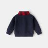 Spring new Korean version of boys' fake two-piece sweater children's shirt collar jacket baby V-neck top children's clothing