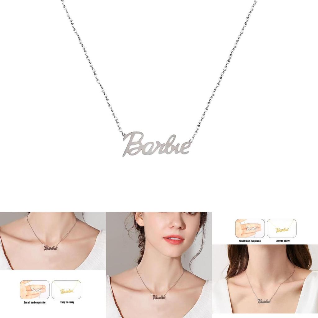 Colar de Letras Barbie da Moda Corrente Hip Hop para Clavícula Para um Visual Personalizado