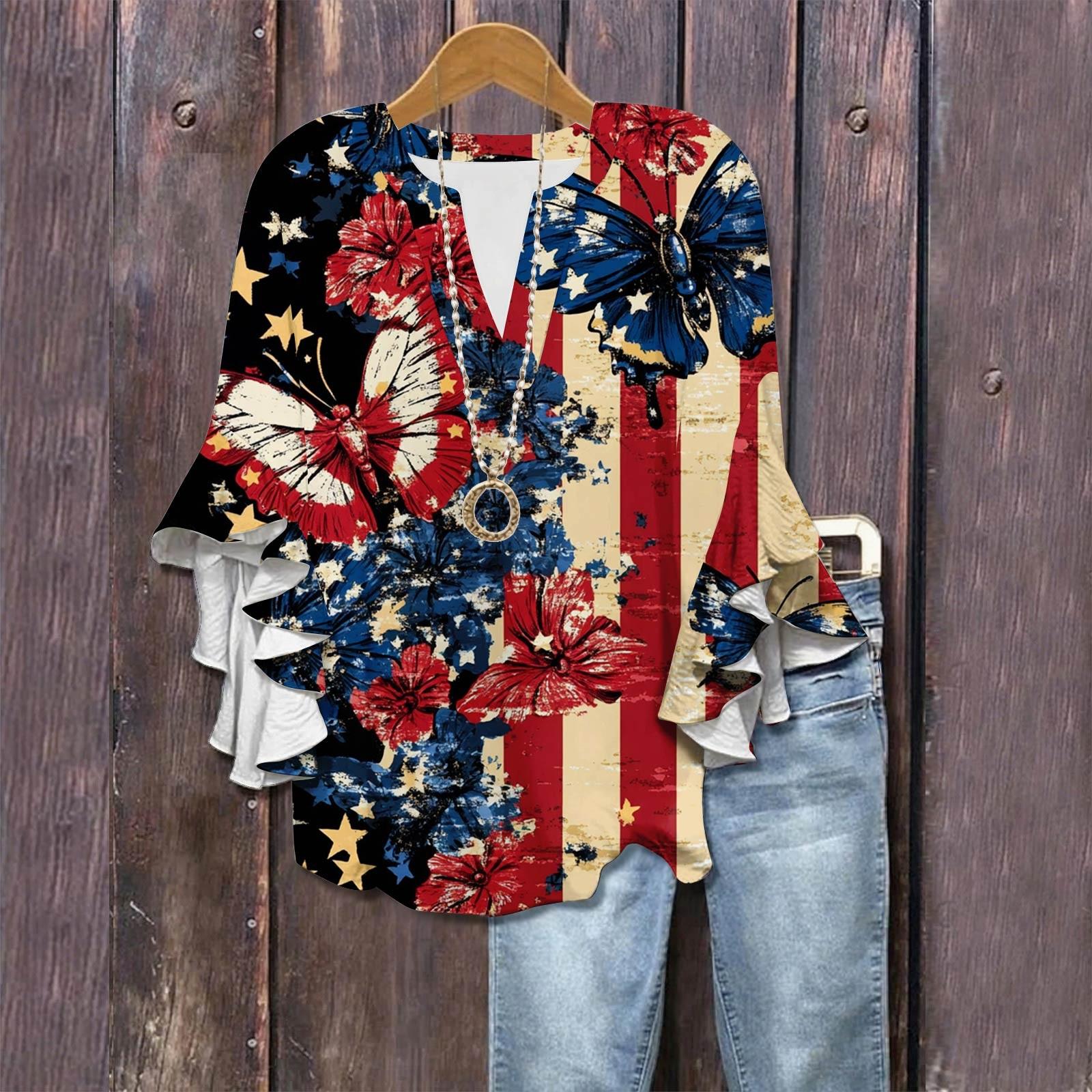 

Сорочки з рукавом 3/4 для жінок Милі футболки з графічним принтом Блузки Повсякденні великих розмірів Базові топи з рукавами-рюшами Пуловер L винний