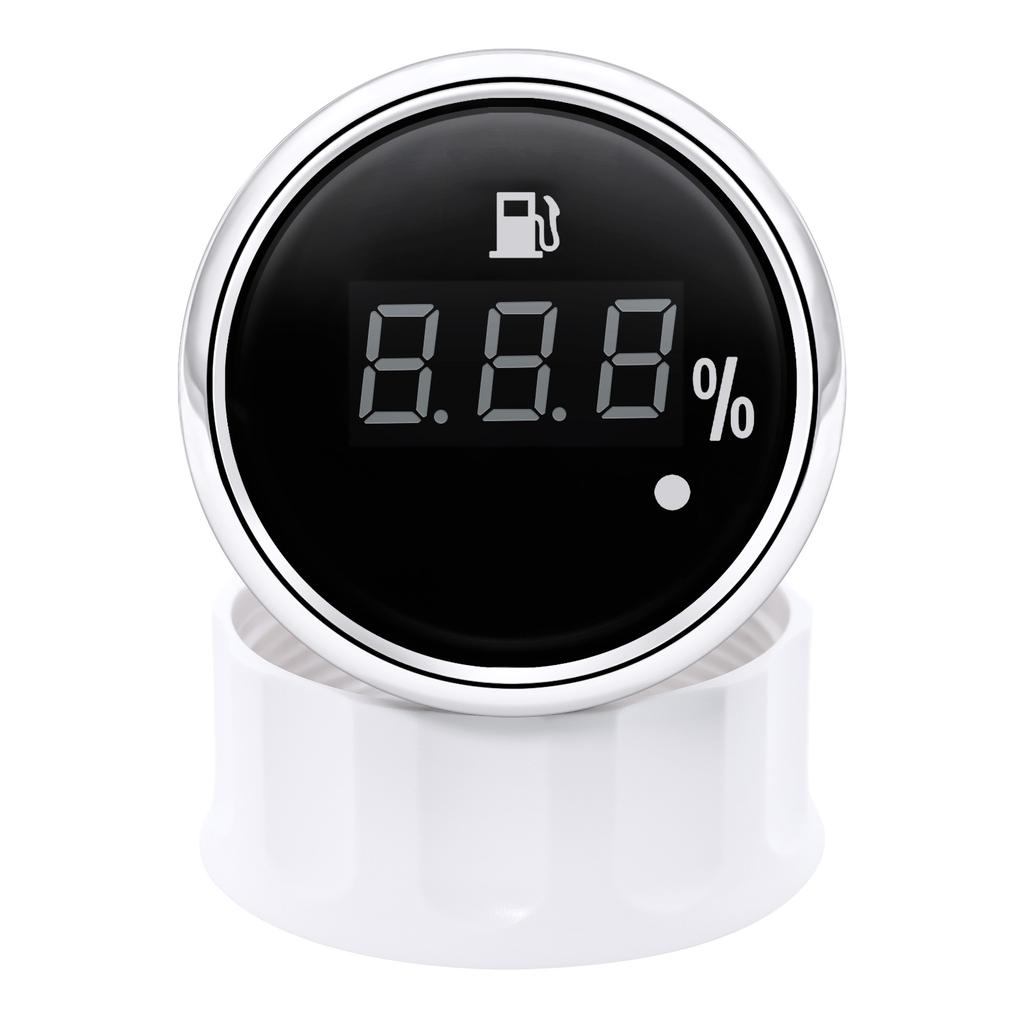 0-190 Ohm Fuel Level Gauge 2" 52MM Fuel Gauge with Alarm Light Auto Car Fuel Gauge Digital 100% Oil Tank Meter Indicator 9-32V