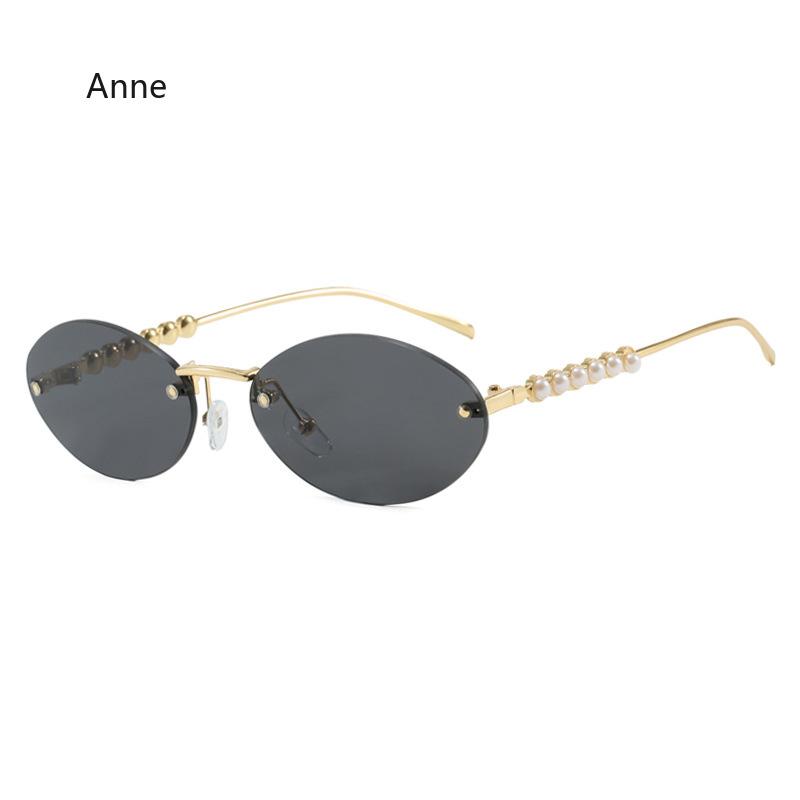 Pearl Oval Frameless Sunglasses Women Rimless Sunglasses Women Rimless Sunglasses Small Oval Sun Glasses Unsiex Shades UV400