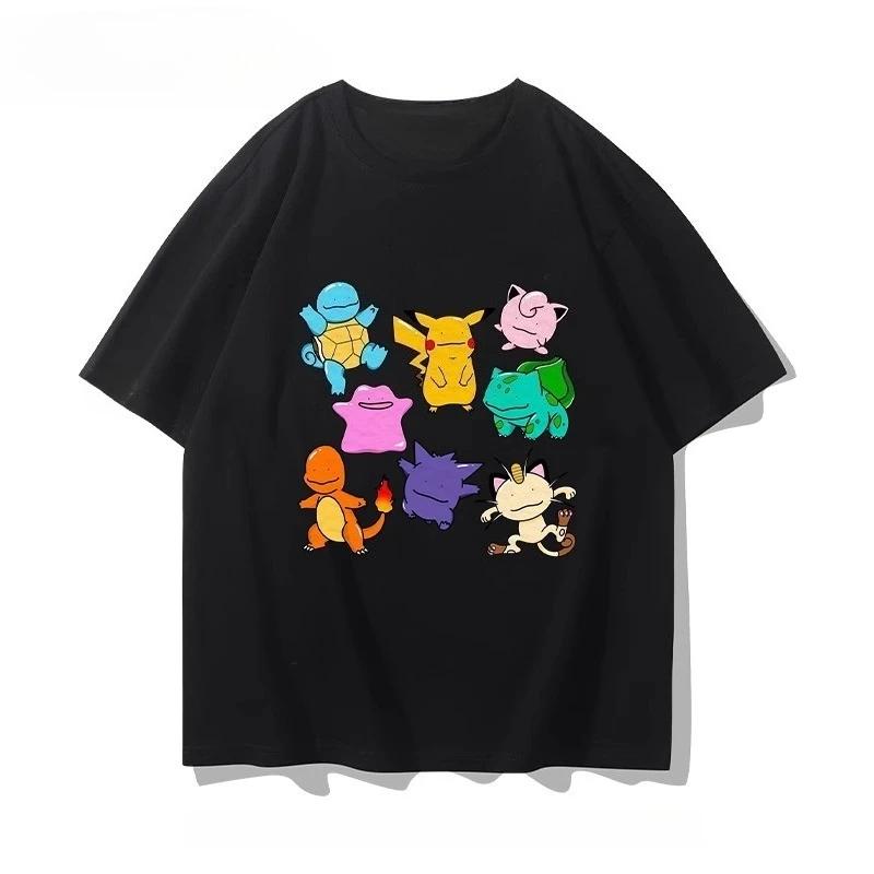 Pokémon Anime Q Edition Printed T-Shirt 2026 Summer Men's Plus Size Harajuku Trend Loose Casual Short Sleeve Top