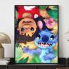 Pełne Round Diamond Painting Lilo & Stitch Sztuka Obraz z Dżetami Mozaika DIY 5D Haft Krzyżykowy Dekoracja Domu