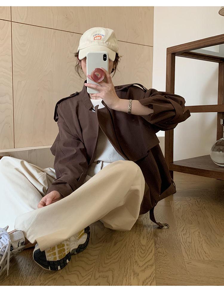 Korean-Style Casual Loose Petite Trench Coat - Trendy Women's Short Jacket for Spring & Autumn 2025