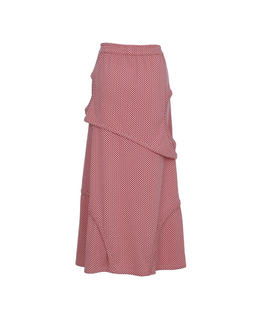 BMUETTE Cutout Detail Elastic Skirt Red Check