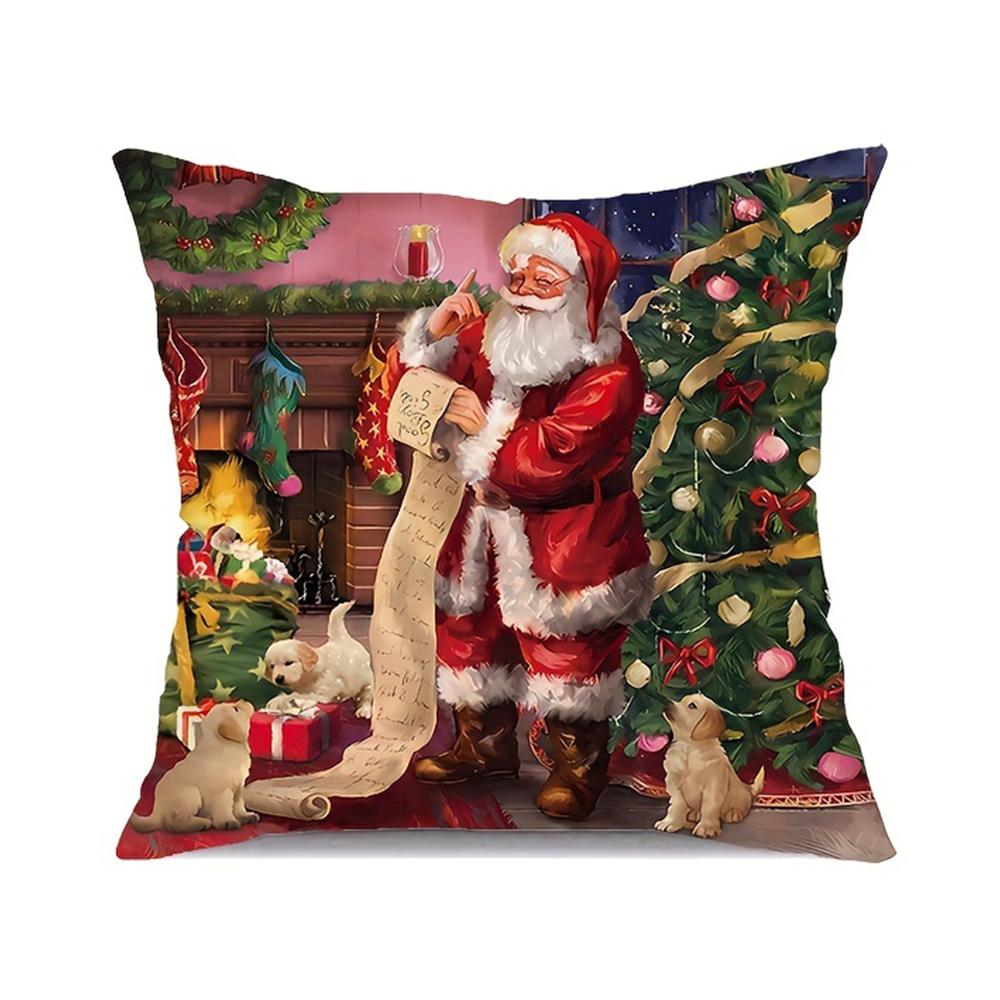 

1 шт. Набор ультрамягких плюшевых рождественских наволочек - праздничный дизайн красного и зеленого цветов, идеально подходит для декора дома и автомобиля 450mm*450mm