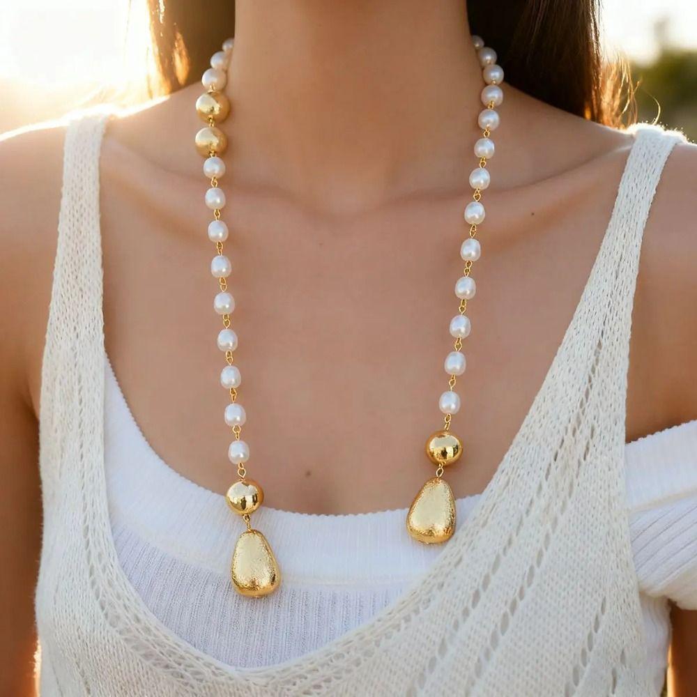 Fashionable Style Chain Necklace Luxury Design Pearl Bead Necklace  European Style