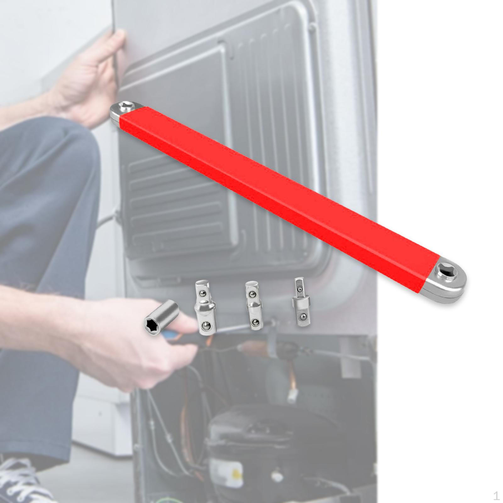 

15inch Offset Extension Wrench Set with Drive Adapters for Compact Areas Red