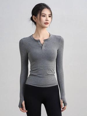 2025 Autumn Women's Slimming Quick-Dry Long Sleeve Yoga Top for Fitness and Pilates