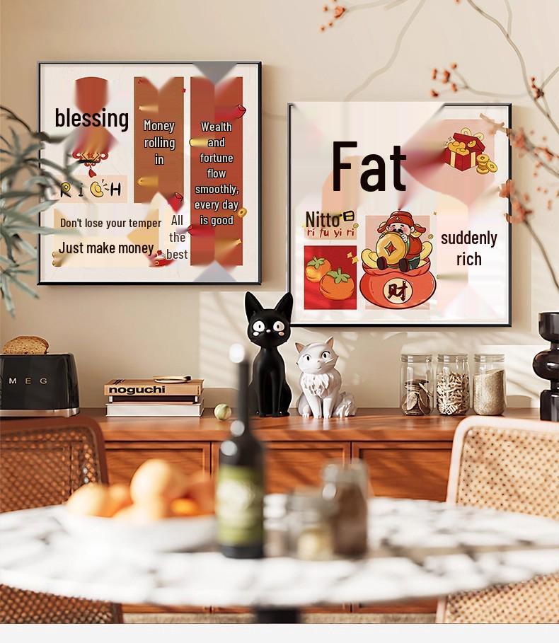 Persimmon Ruyi Decorative Painting: New Year Fu Character for Living Room, Dining Room, or Bedroom - Festive Ornament with Good Fortune Symbolism.