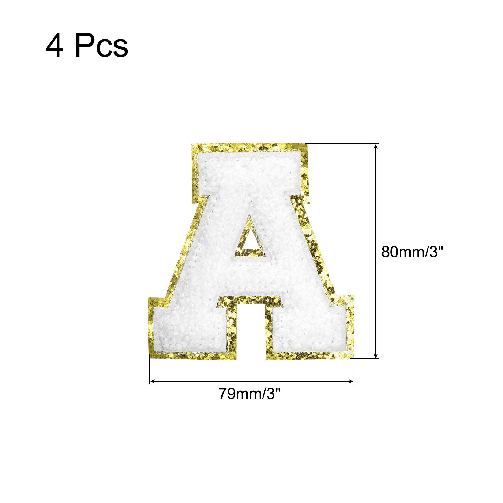4pcs White Chenille Letter Patches Iron on Letter Patches Embroidered Letter Patches Embroidery Patch Iron for Shoes Backpacks