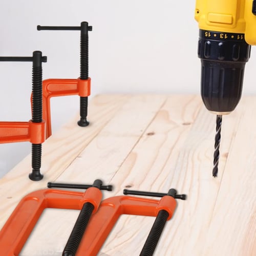 Yanuki C-Clamps, Set of 4, 75mm Large Steel and Cast Iron C-Clamps, Heavy-Duty, Maximum Clamping Force of Approximately 250kg, DIY Tool for Woodworkin