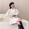 Women's 2025 New Autumn/Winter Knitted Waist-Cinching Cardigan - High-end, Solid Color, Mid-Length, Thick.