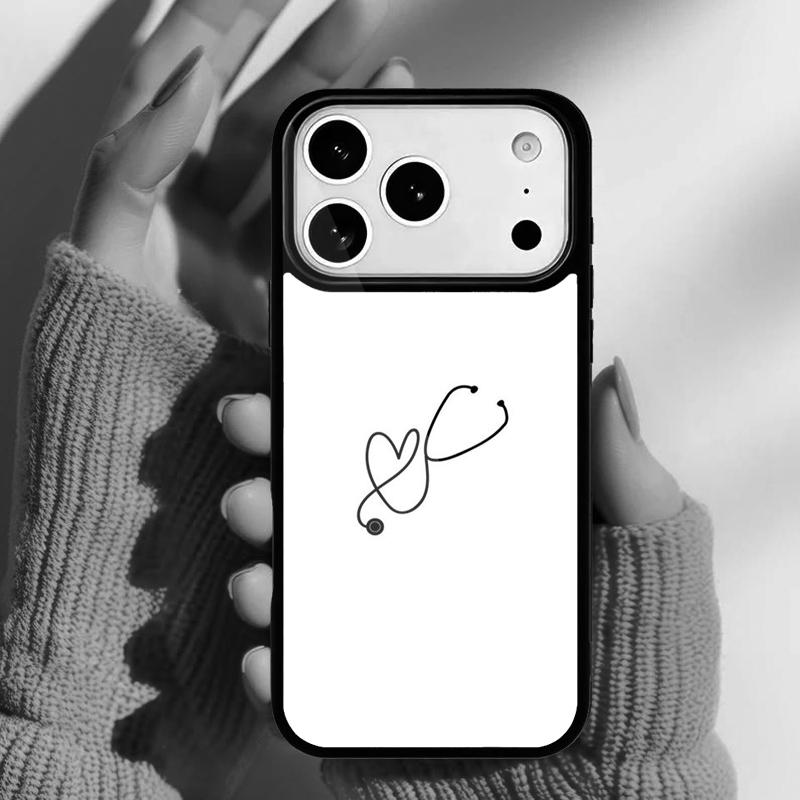 Nurse Stethoscope Heart Phone Case for iPhone 17 Air 16e 15 14 13 Pro Max Back Cover for 12 11 Pro Coque