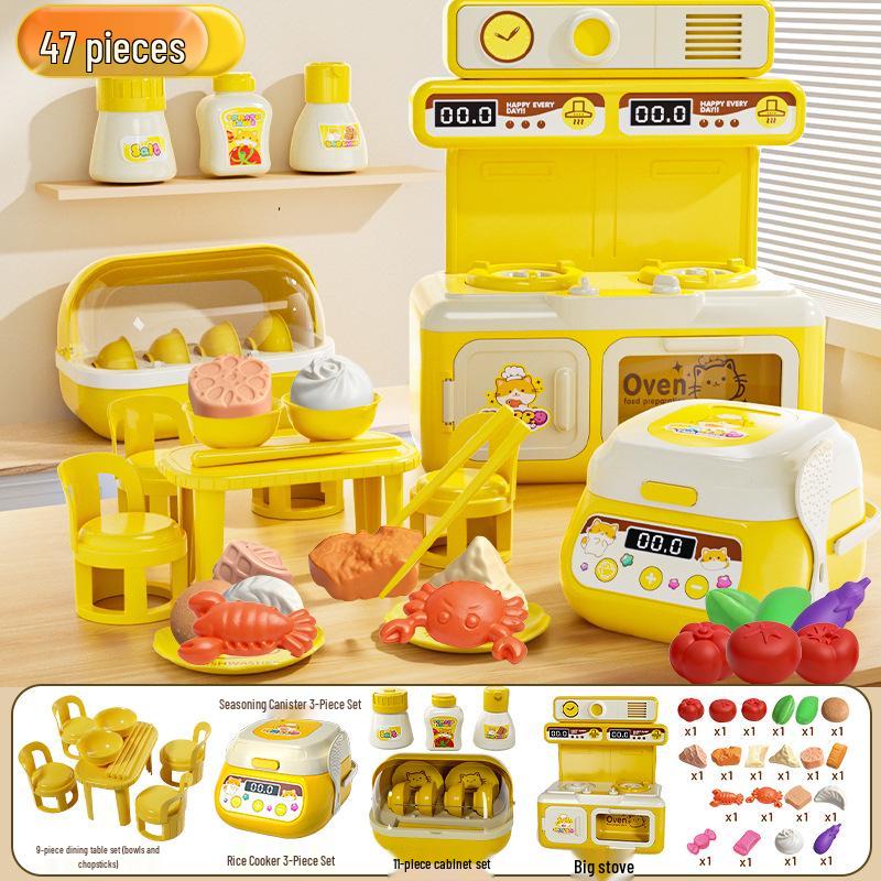 Mini Rice Cooker Play Set for Kids - Cat Design Toy