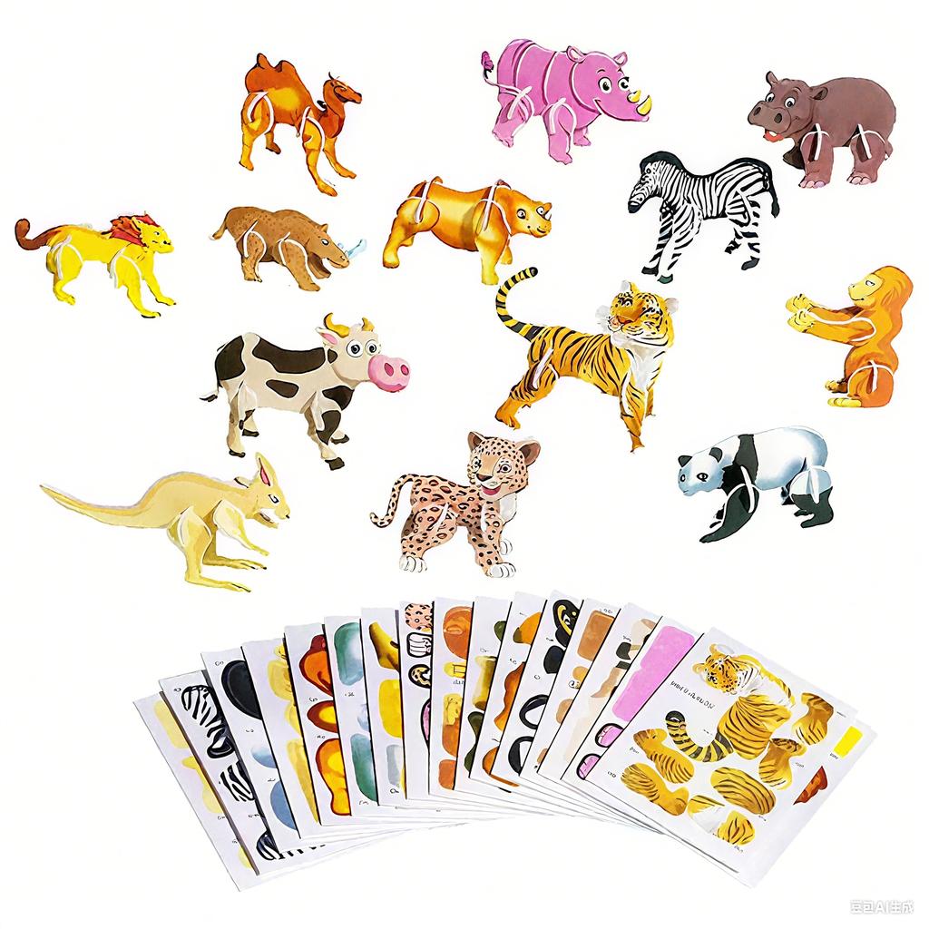 25 Educational 3D Cartoon Puzzles, New Children's Toys 3D Puzzles, 3D Puzzle Educational Toys, DIY 3D Puzzle Cartoon Animal Learning Toys.