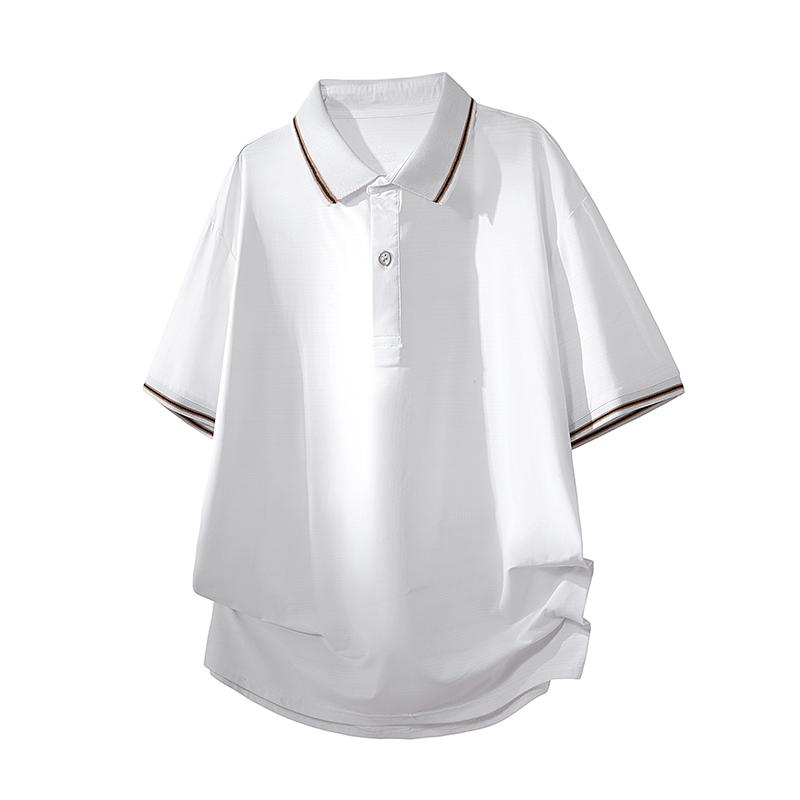 

Summer Ice Silk Short Sleeve T-shirt Men s Loose Half Sleeve T-shirt Ice Silk Thin Collar Polo Shirt 2XL