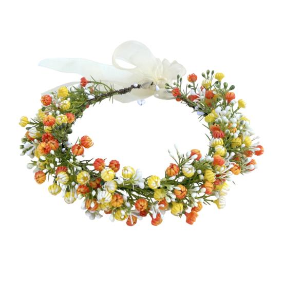 

Bridal Headband Artificial Flower Decor Lace-up Design Hair Hoop Minimalist Wedding Party Hair Accessory
