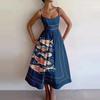 European and American Sexy U-Collar Waist Hugging Pleat Sling Big Hemline Dress Women Sexy Suspender Dress
