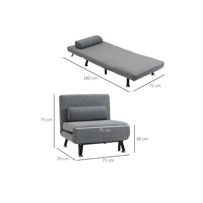 Schlafsofa - MUVOE - Klappbar - Verstellbare Rückenlehne - Dunkelgrau - Optimaler Komfort