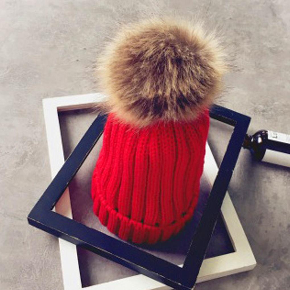 Winter Pom Pom Hat / Red Knit Hat