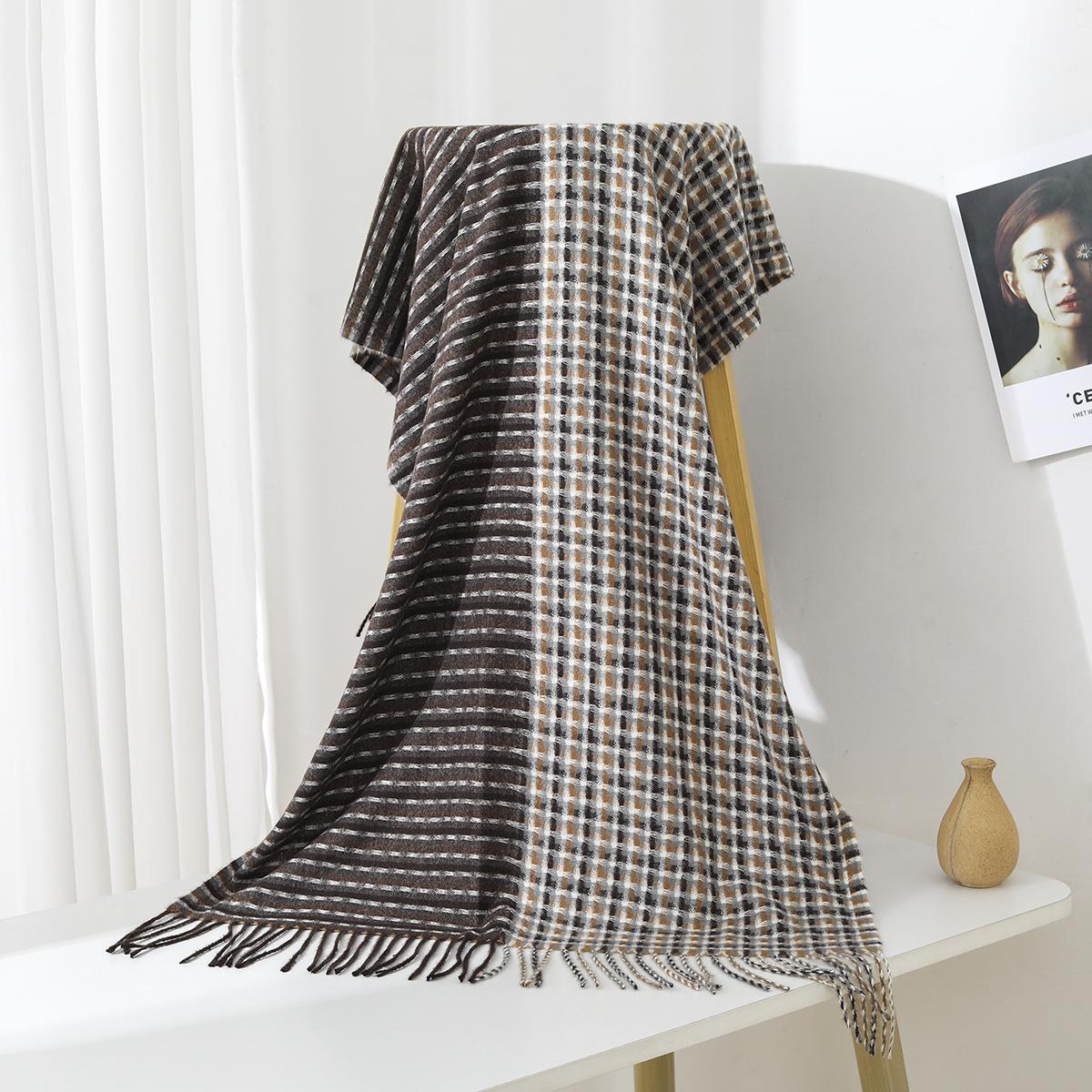 

Осенне-зимний новый шарф женский утолщенный искусственный кашемир универсальный студенческий шаль длинный клетчатый шарф 65*200cm