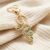 Keychain Pendant Sparkling Rhinestones Inlaid Zinc Alloy Snake Shape Key Chain Lightweight Car Bag Accessory