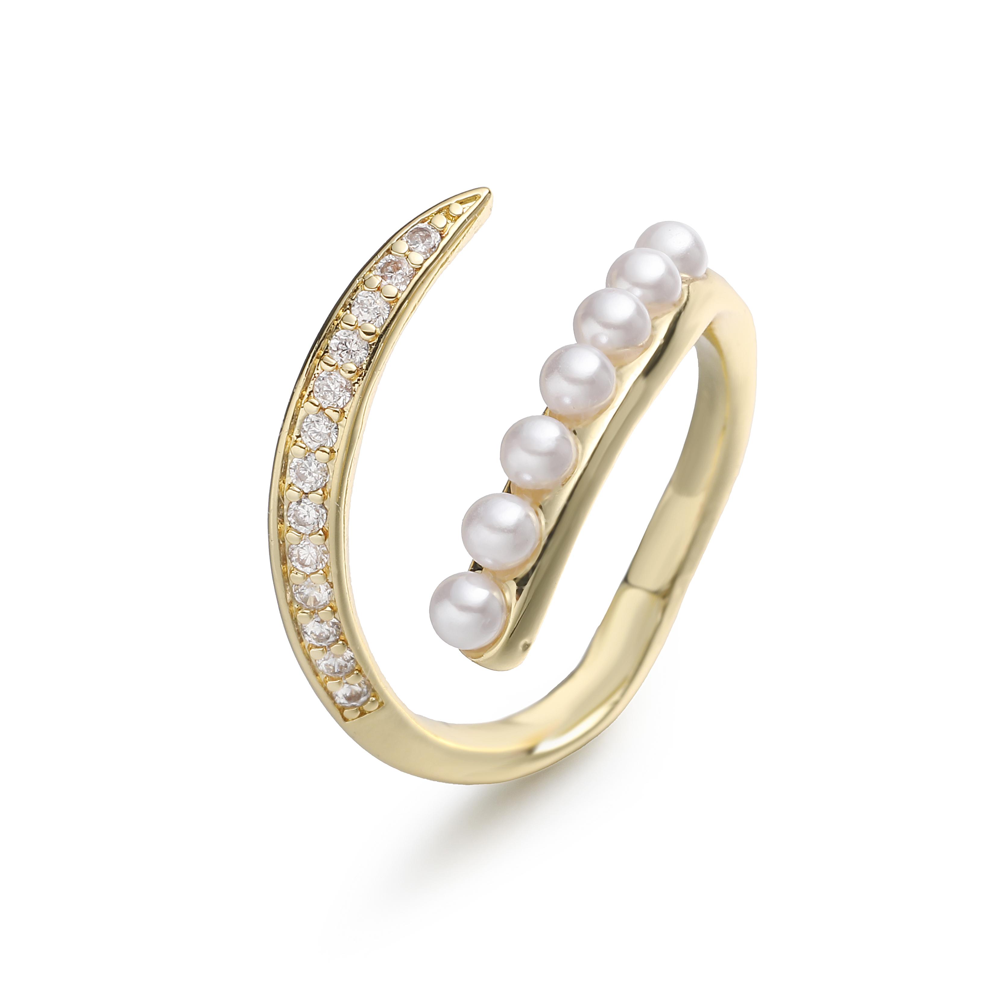 

Serpentine Zircon with Imitation Pearl Ring – Vintage-style Elegant Decorative Accessory for Women, Adjustable Jewellery resizable