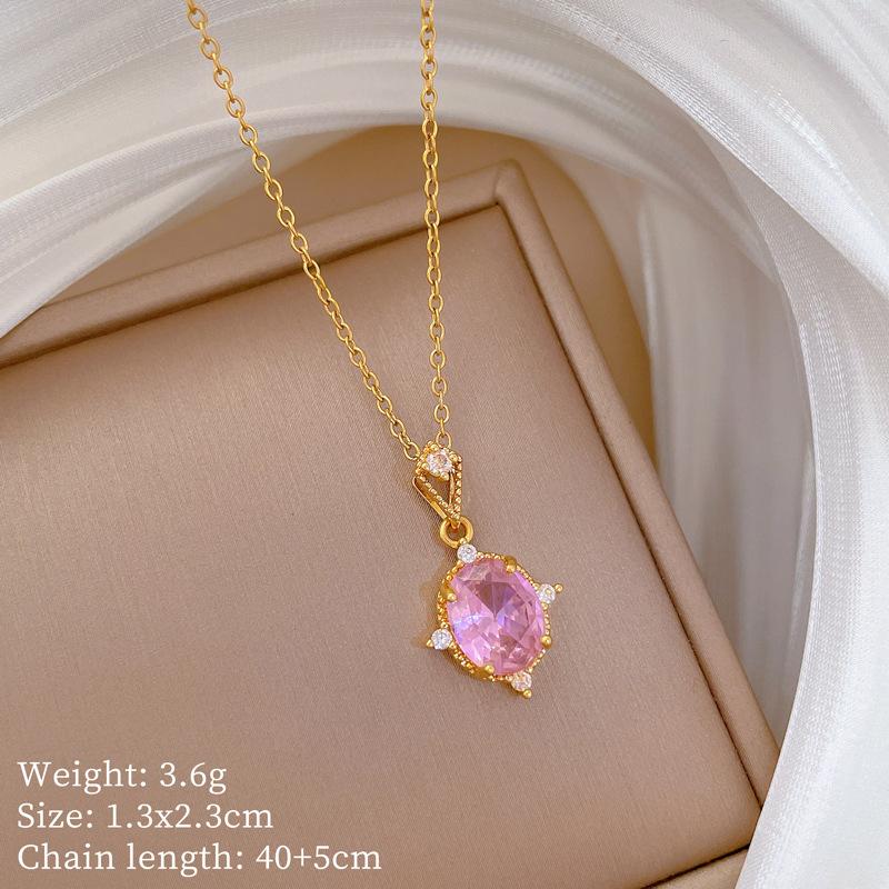 Multi-Element Style Copper Micro-Inlaid Necklace Combination Female Real Gold Electroplated Exquisite Collarbone Chain