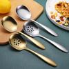 New Household Public Serving Spoon Stainless Steel Soup Colander Spoon For Ice Cream Dinner Spoons Rice Salad Kitchen Tableware