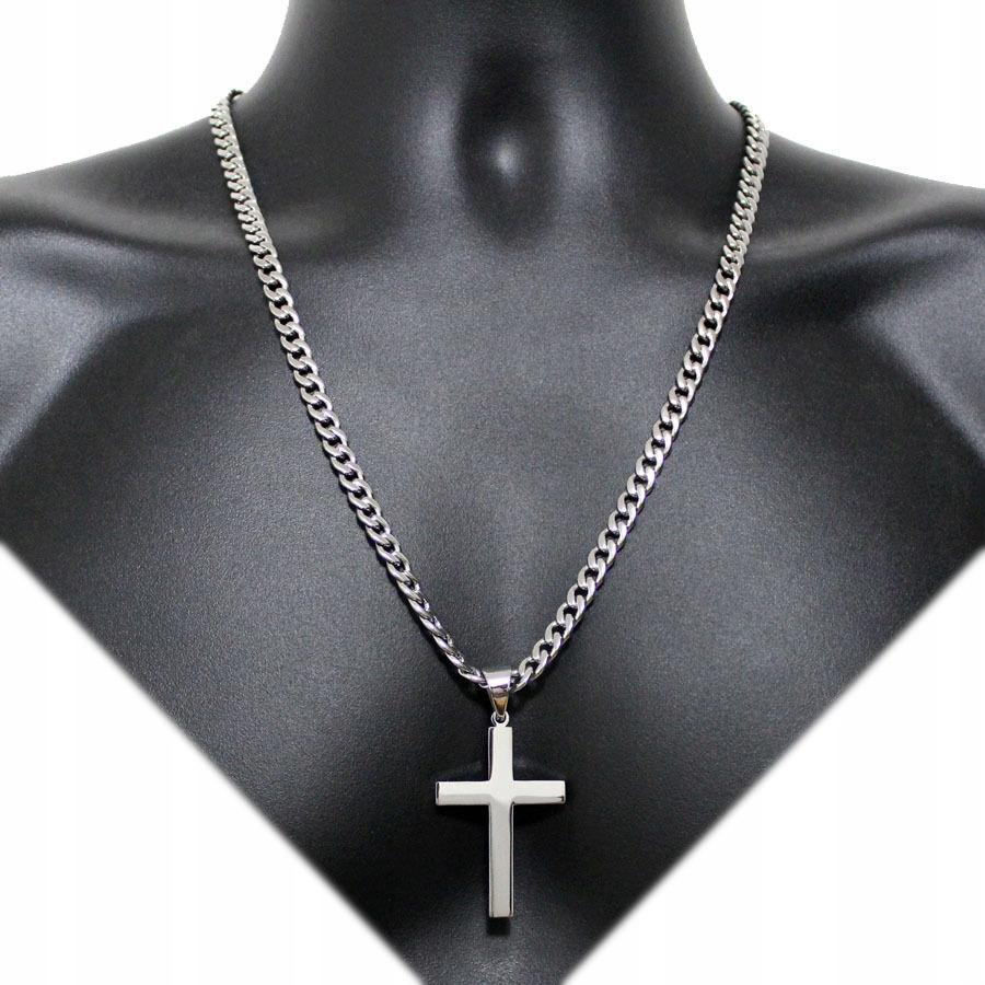 ELEGANT Silver CROSS with Chain Men' Chain Armored Italian Cross