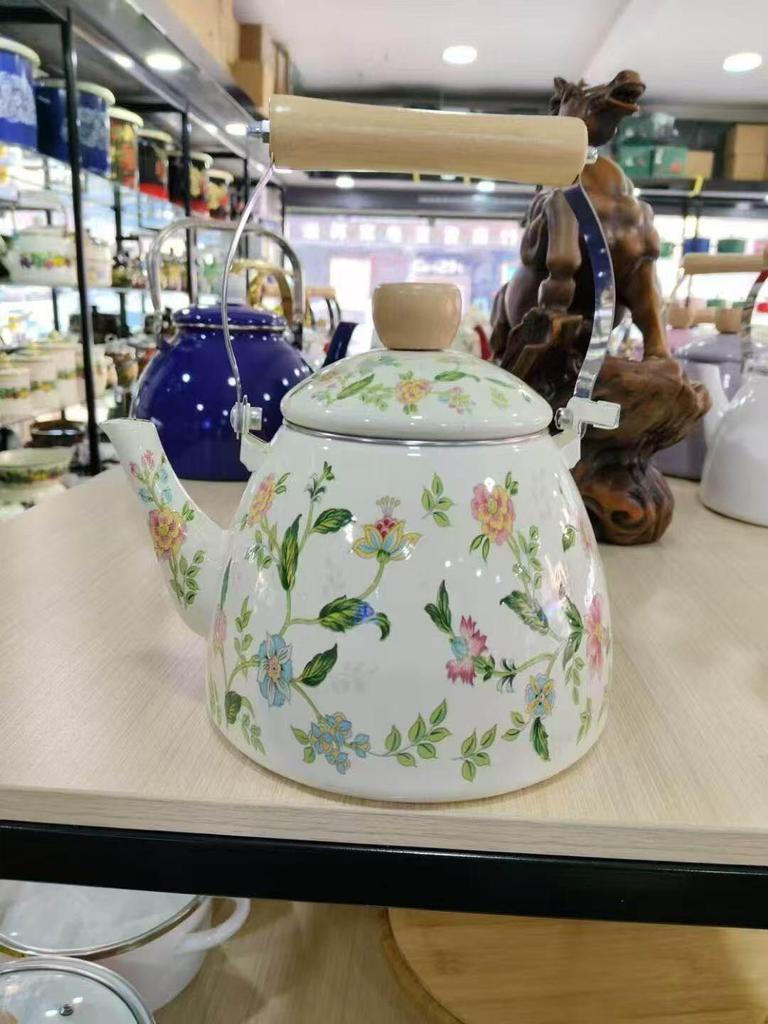 Ethnic Style Thickened Enamel Milk Tea Kettle for Induction Cooktops