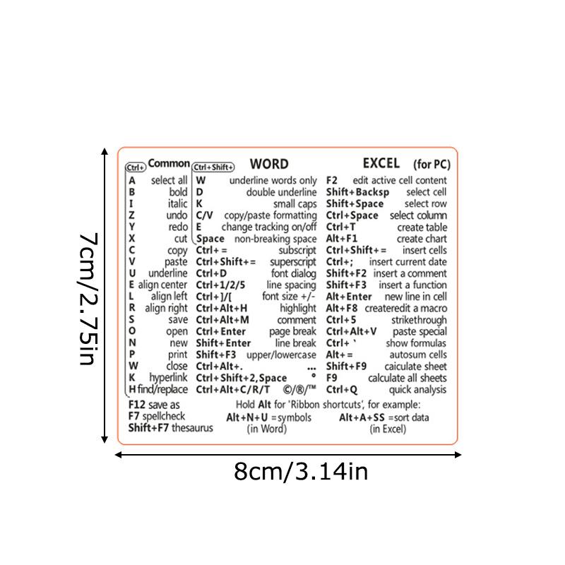 1PC Office Software Memory Waterproof Learn Self-adhesive General Shortcut Keys Assistance Laptops Fast Improve Efficiency