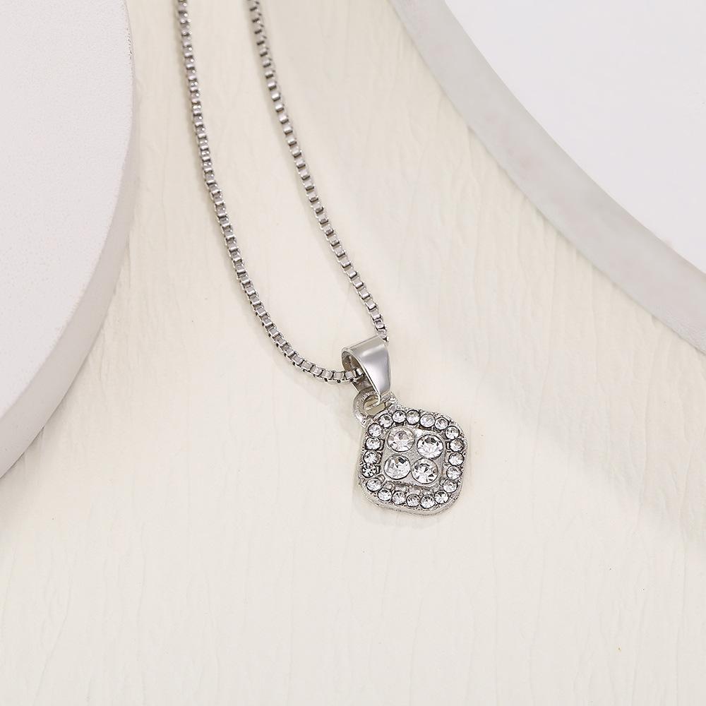 European & American Light Luxury Geometric Inlaid Diamond Jewelry Set: Necklace, Ring, Earrings