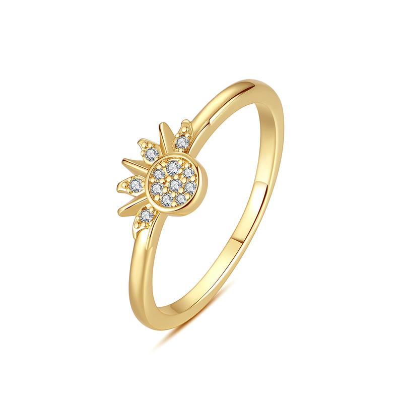 Original 925 Sterling Kupfer Ring Liebesherz Gabelmond Mond Sonne Ringe Kristall Roségold Für Frauen Hochzeitsgeschenk Luxus Zirkon
