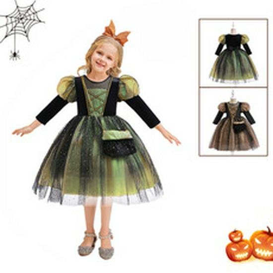 Children's Halloween Bowknot Mesh Princess Dress for First Birthday