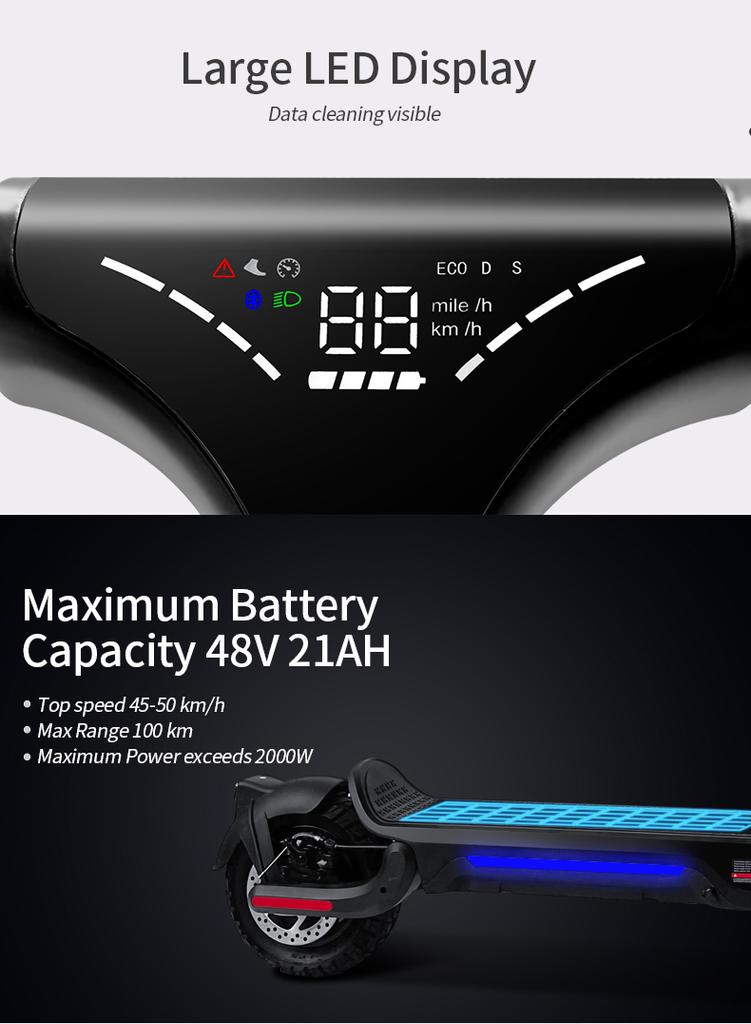 800 W S9 Dual Motor Schnell 50 km/h Elektroroller Erwachsene 10 Zoll Off-Road-Reifen E-Scooter 48 V 15 Ah City SUV Roller Elektroschritt