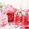 12-24PCS Valentines Day Gift Bag Shopping Tote Non Woven Heart Handle Reusable Foldable Party Wedding Birthday Packaging